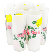 Federal Glass Frosted Fruit Collins Glasses