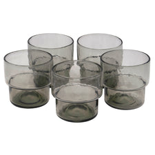 Vintage Stackable Smoke Glass Small Tumblers | The Hour Shop