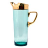 Vintage Hungarian Gold and Aqua Cocktail Pitcher Set Pitcher Right | The Hour Shop