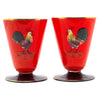 Vintage Red & Black Hand Painted Roosters Cocktail Glasses | The Hour