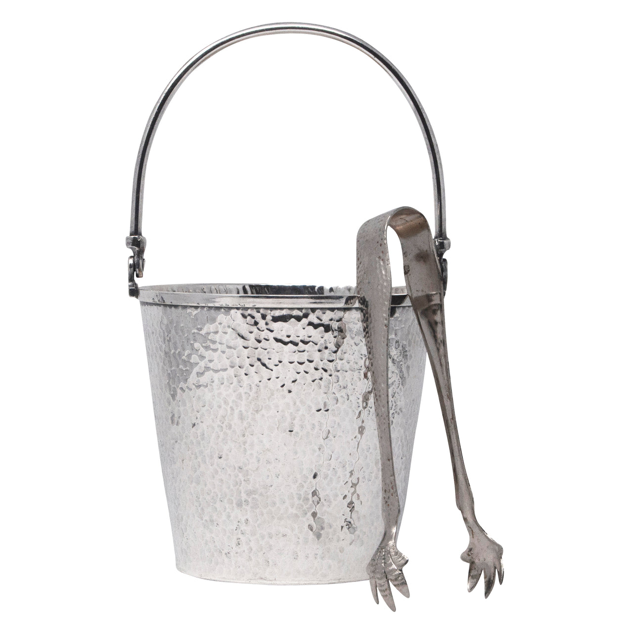 Vintage T & T Hammered Silver Plate Ice Bucket & Tongs | The Hour Shop