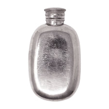 Vintage Small Rounded Edge Silver Plate Flask | The Hour