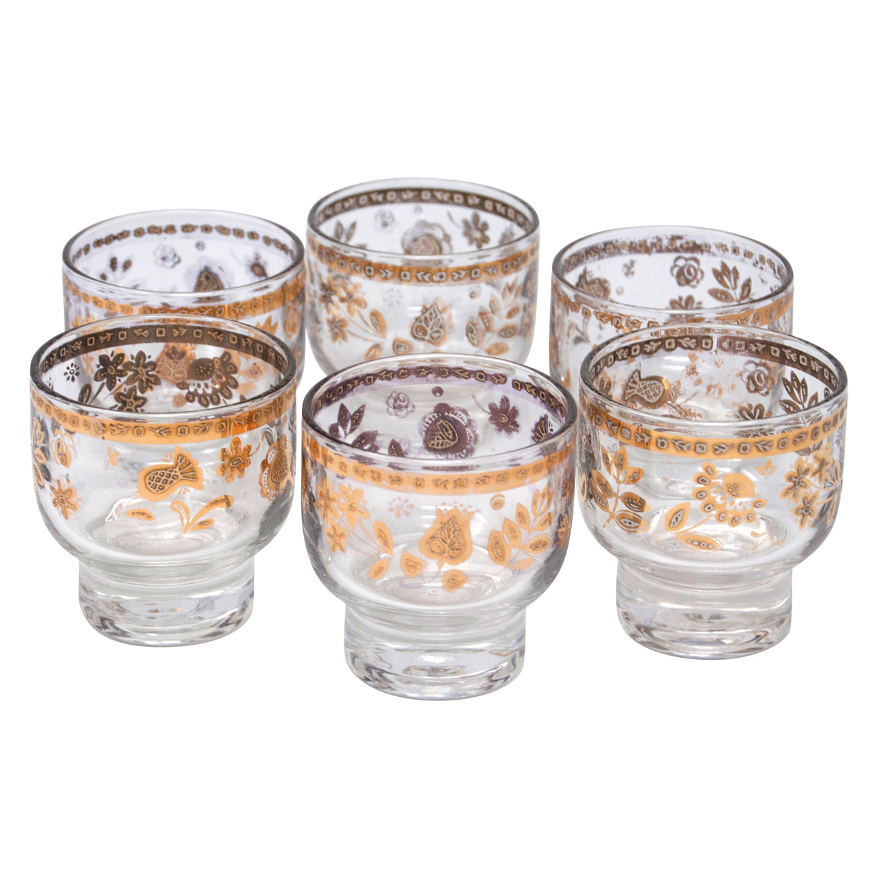 Vintage Culver Chantilly Footed Rocks Glasses | The Hour Shop