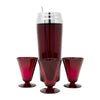 Vintage Ruby Red Cocktail Shaker & Spoon Set Front | The Hour Shop