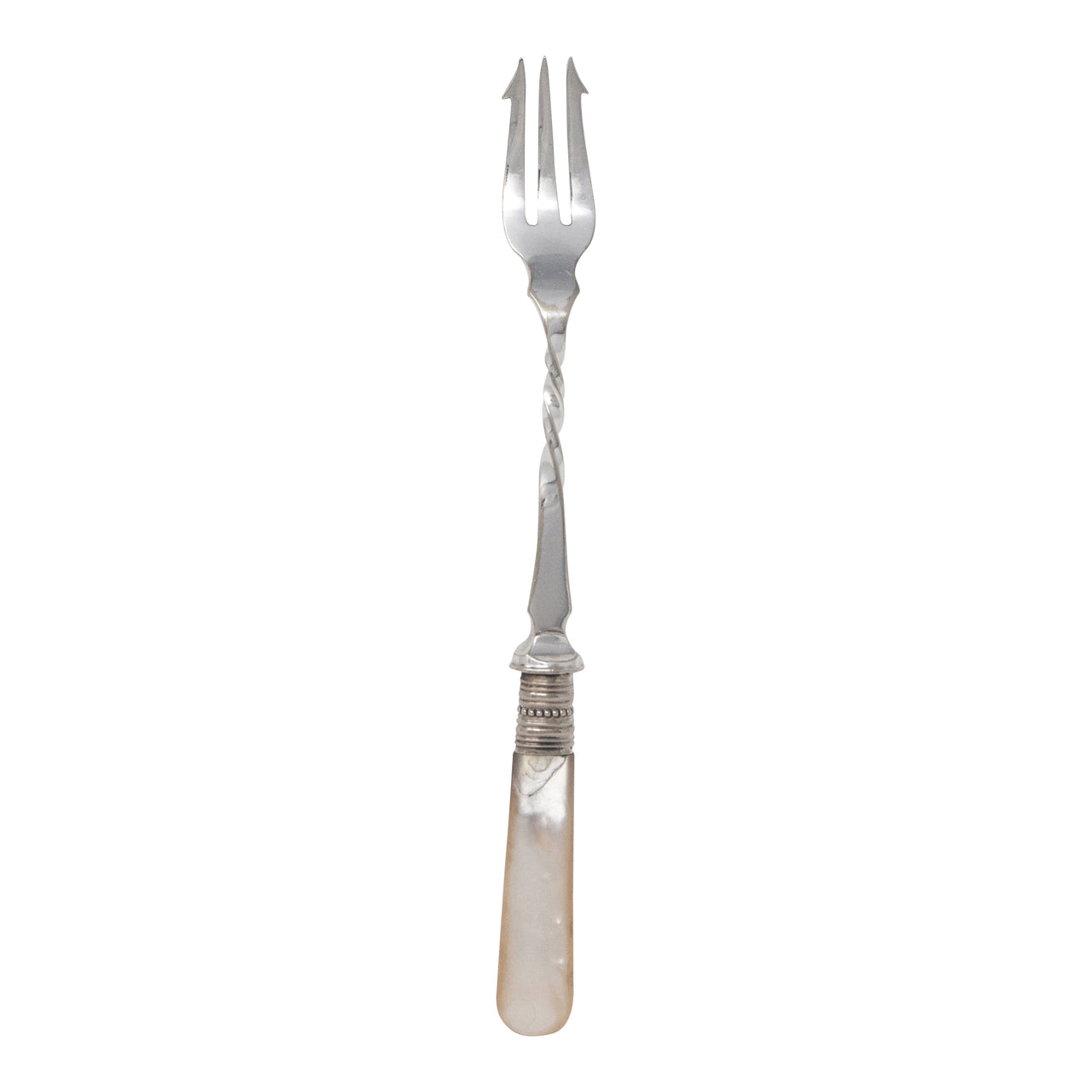 Vintage English Mother of Pearl Twisted Silver Plate Fork | The Hour