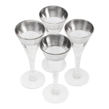 Vintage Dorothy Thorpe Allegro Sterling Band Cordial Glasses | The Hour Shop