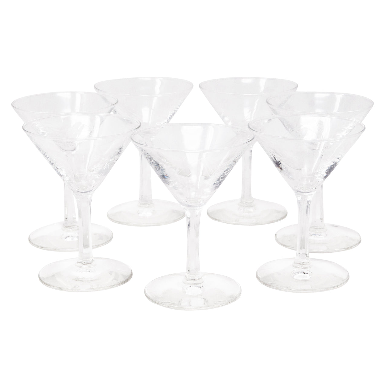 Vintage Small Etched Wheat Martini Glasses The Hour Shop
