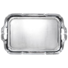 Vintage Scalloped Edge Chrome Rectangular Tray Front | The Hour Shop