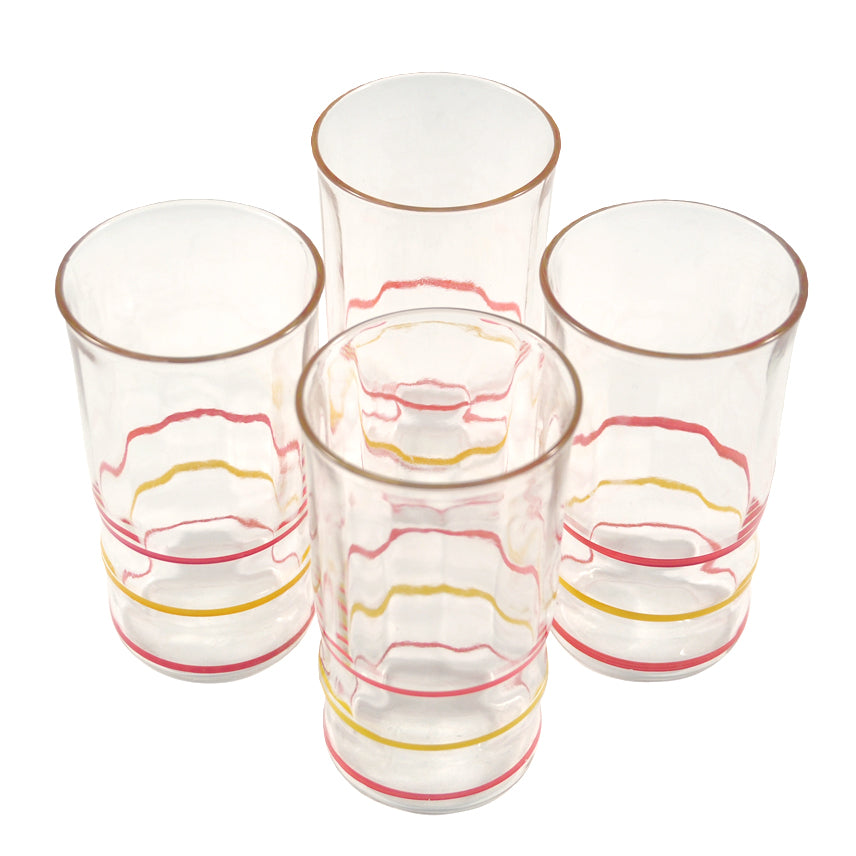 Vintage Red and Yellow Ringed Depression Juice Glasses | The Hour Shop