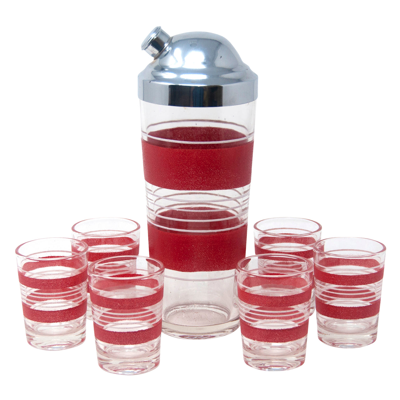 Vintage Red & White Stripe Cocktail Shaker Set | The Hour Shop