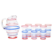 Vintage Red & Blue Striped Rings Cocktail Pitcher Set | The Hour Shop