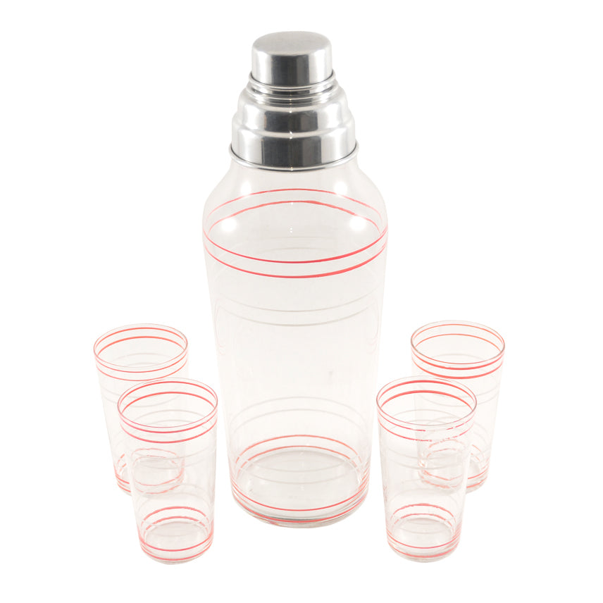 Vintage Red and White Rings Cocktail Shaker Set | The Hour Shop