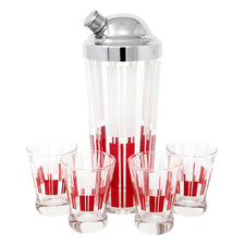 Vintage Red & White Stripe Cocktail Shaker Set | The Hour Shop