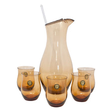 Vintage Sasaki Curved Amber Cocktail Pitcher Set Front | The Hour Shop
