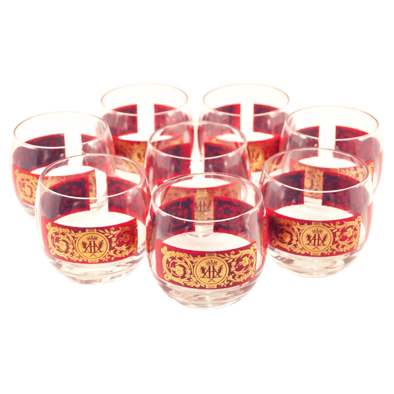 Vintage Red Gold Band Roly Poly Glasses | The Hour