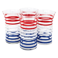 Red White and Blue Stripe Ridged Tumblers