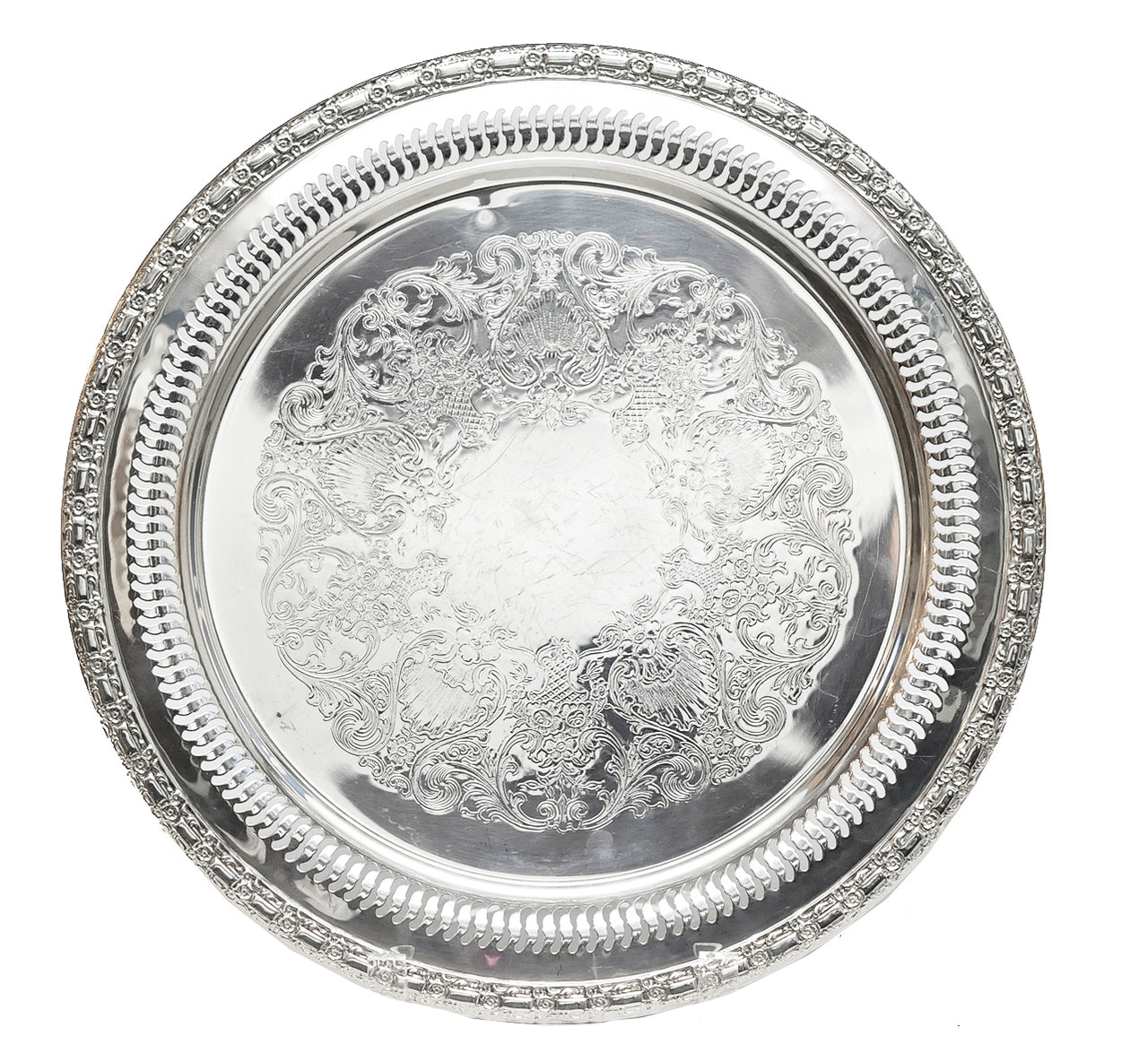 Vintage International Silver Round Silver Plate Tray | The Hour Shop