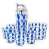 Vintage Blue & White Diamond Cocktail Shaker Set | The Hour Shop