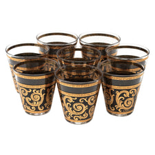 Vintage Culver Black & Gold Ebony Baroque Double Old Fashioned Glasses | The Hour Shop