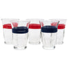 Vintage Red & Blue Rattan Small Footed Tumblers Front | The Hour Shop
