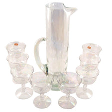Draping Iridescent Cocktail Pitcher Set, The Hour Shop Vintage Glasses Glassware