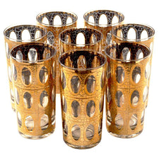 Culver Pisa Gold Oval Collins Glasses, The Hour Shop Vintage