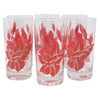 Vintage Red & Gold Roses Collins Glasses Front | The Hour Shop