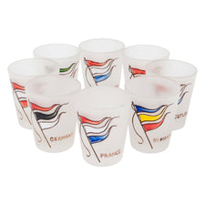 Vintage Frosted Hand Painted Nautical Flags Shot Glasses | The Hour Shop