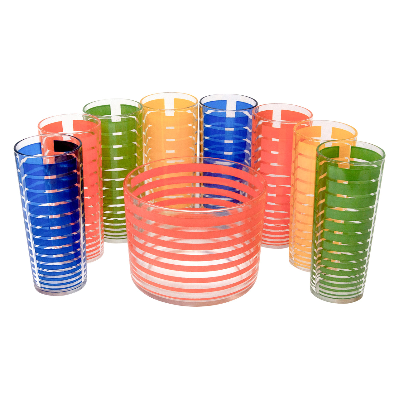 Multi Color Stripe Ice Bucket Set
