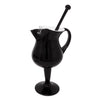 Vintage Black & White Cased Glass Footed Cocktail Pitcher Set Pitcher and Stirrer Front  | The Hour Shop