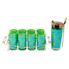 Vintage Blue and Green Mod Pattern Cocktail Shaker Caddy Set | The Hour Shop