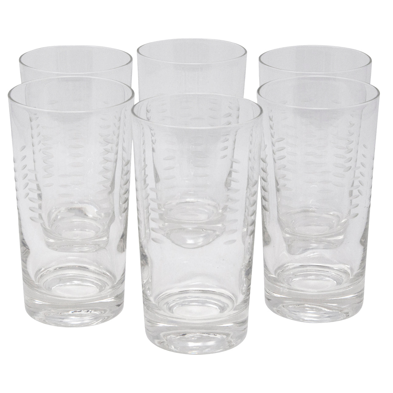 Vintage Etched Dashes Collins Glasses | The Hour Shop