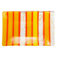 Yellow & Orange Stripes Bent Glass Tray | The Hour Shop