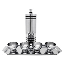 Vintage Chase Gaiety Chrome Black Lines Cocktail Shaker Set Front | The Hour Shop