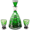 Vintage Italian Green & Sterling Decanter Set Front | The Hour Shop
