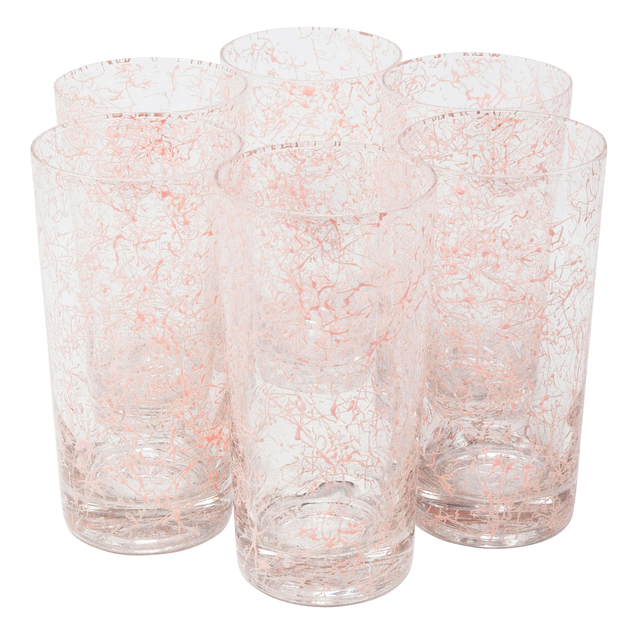 Vintage Mid Century Pink Spaghetti String Collins Glasses | The Hour Shop