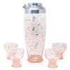 Vintage Pink & Gold Hand Painted Cocktail Shaker Set Front | The Hour Shop