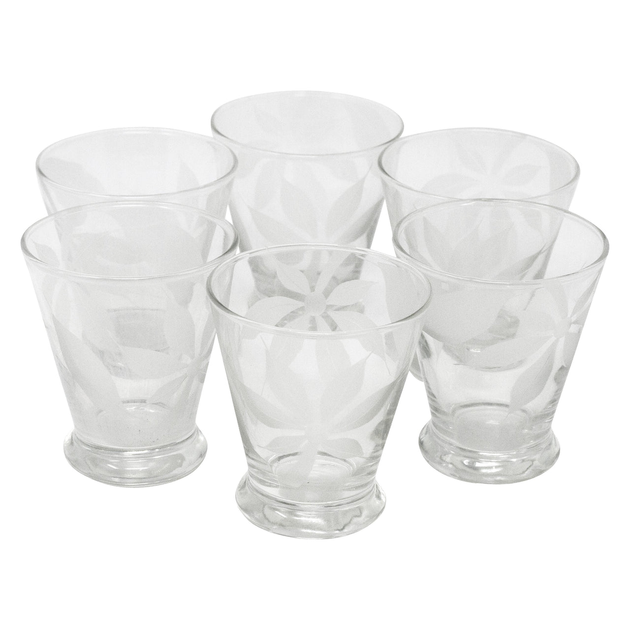 Vintage Clear Frosted Flower Footed Single Old Fashioned Glasses | The Hour Shop